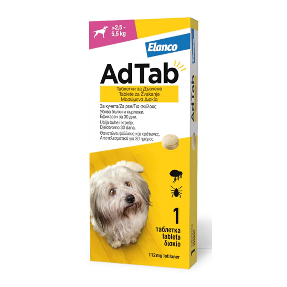Elanco ELA AdTab za pse 112.5mg (>2.5 - 5.5 kg) x 1 tbl
