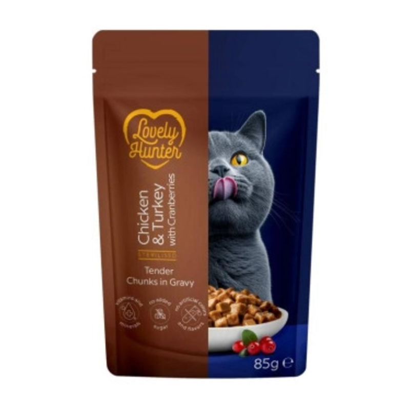 Lovely Hunter Steril cat piletina, puretina i brusnice 85 g