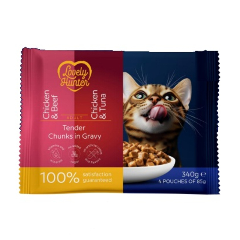 Lovely Hunter Adult cat piletina i tuna, piletina i govedina 4x85 g