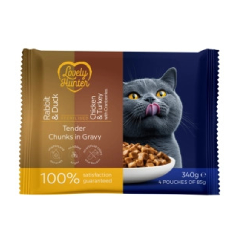 Lovely Hunter Steril cat piletina i puretina, zec i patka 4x85 g