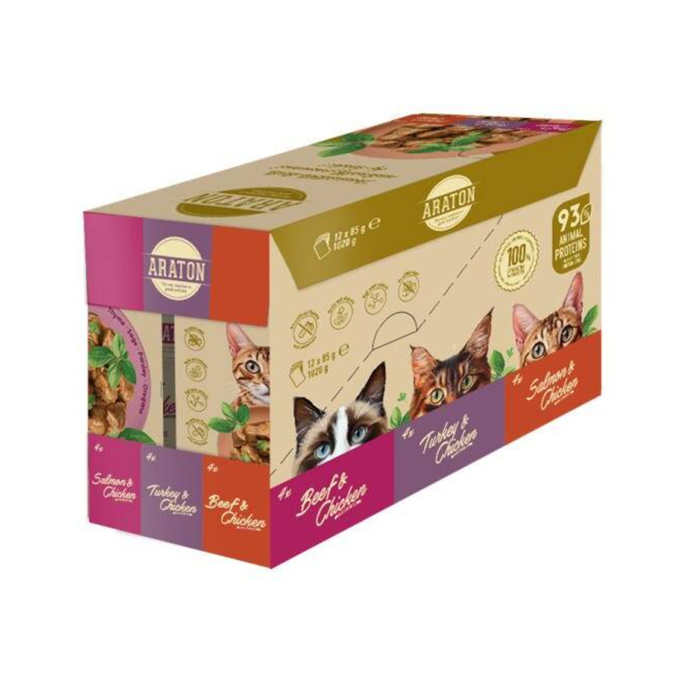 Araton Adult losos i piletina i govedina i puretina 12x85 g