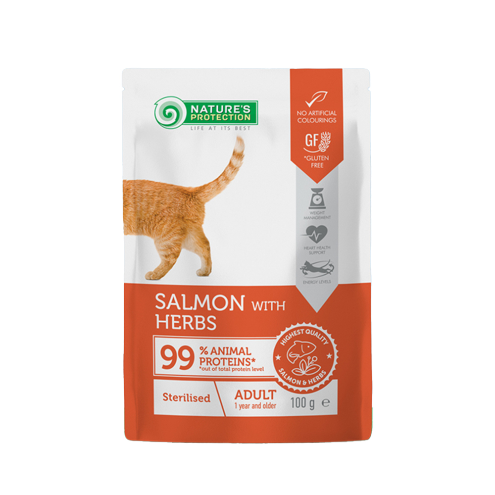 Nature's Protection Sterilised mačka losos i bilje 100 g